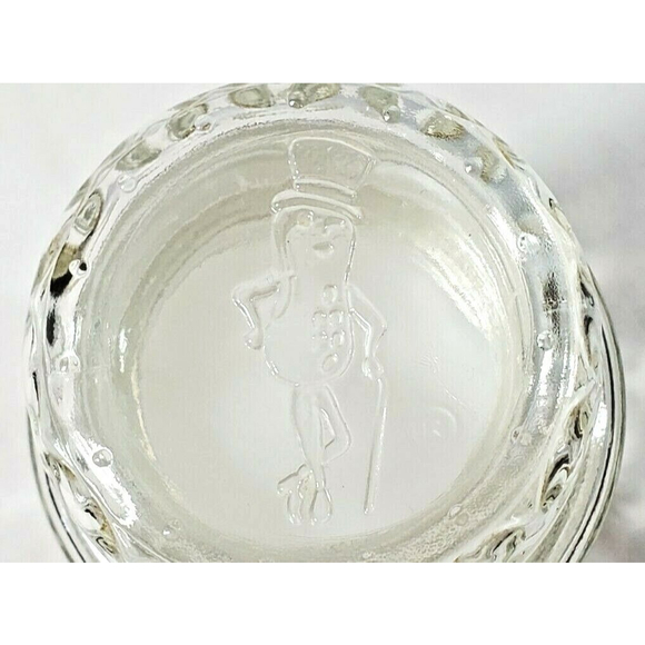 Vintage 1984 Planters Mr. Peanut Glass Jar w Lid Diamond Pattern Canister 7.75” - Picture 2 of 12
